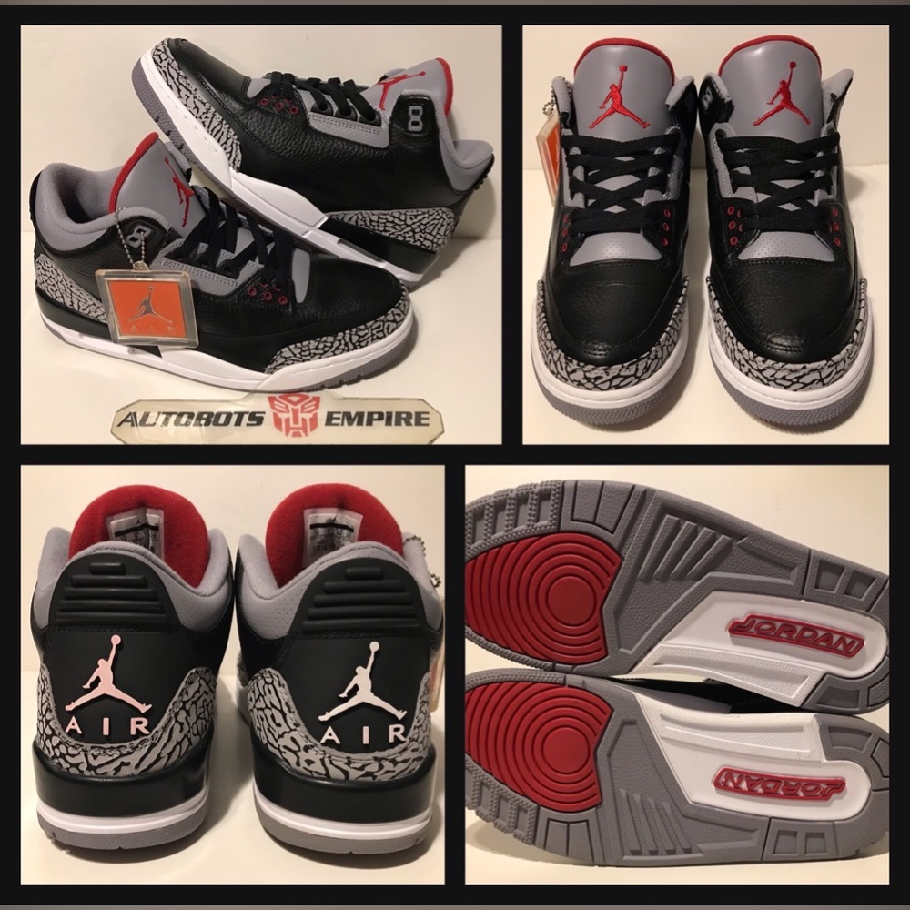NEW DS 2011 NIKE AIR JORDAN 3 III BLACK CEMENT Sz 10 Supreme I IV V VI VII XI sb